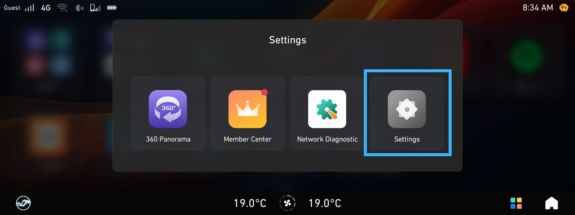 Open Settings app on Proton IHU