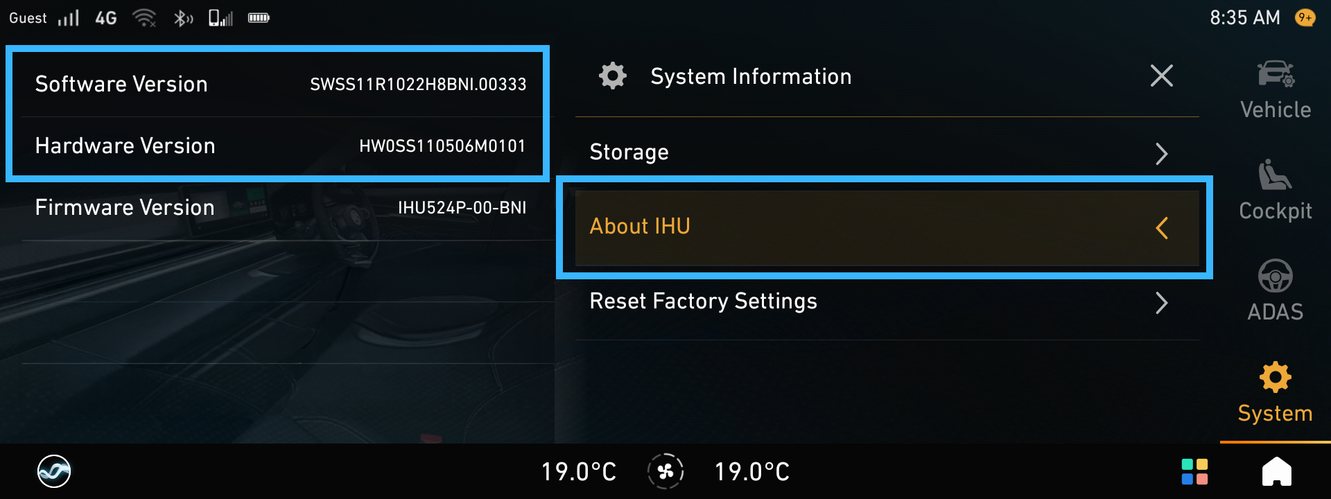 Open Settings app on Proton IHU